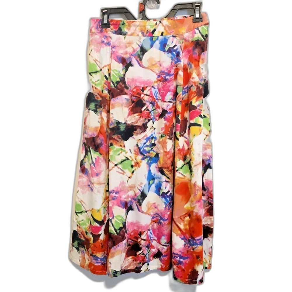 VTG Boca Bay Midi Skirt Cottage Watercolor Festival Artsy Boho Women's PM